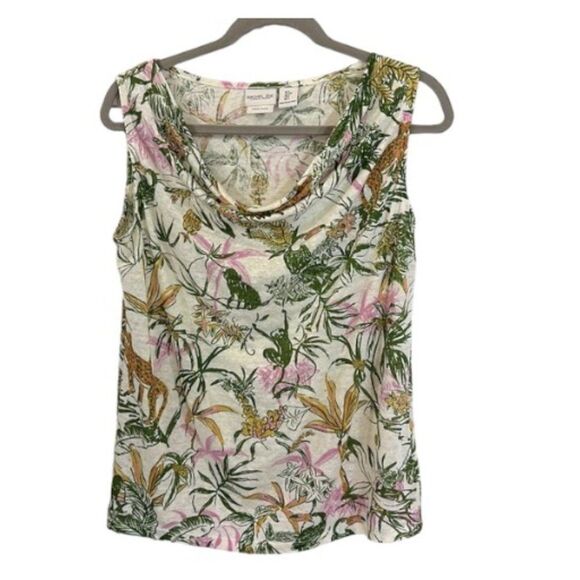 Rachel Zoe Linen Top Small Tropical Sleeveless NWOT - Picture 2 of 15